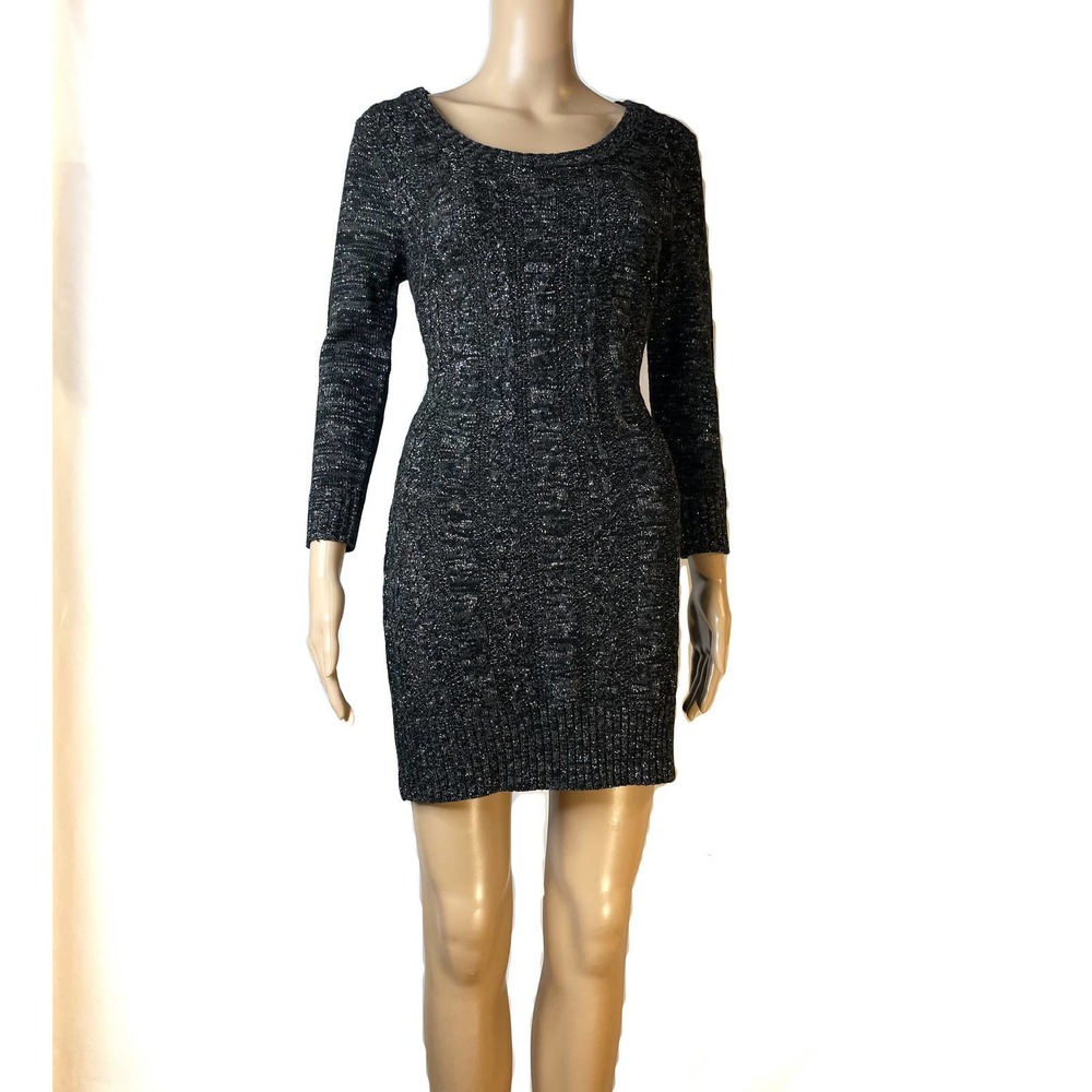Ecko Unltd Black Silver Metallic Mini Dress Y2K Party Clubwear Medium